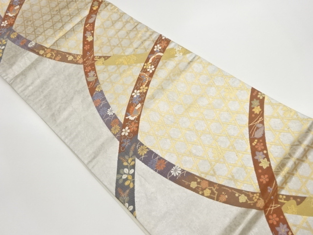 JAPANESE FUKURO OBI / WOVEN BUTTERFLY & FLOWER